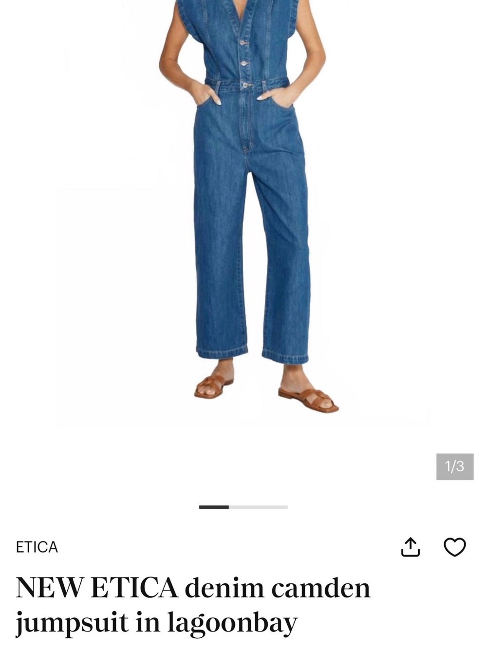 Etica Denim V-Neck Sleeveless Wide-Leg Jumpsuit - Blue
